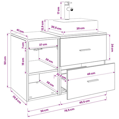 vidaXL Bathroom Cabinet Set 2 pcs Grey Sonoma 79.5 x 41 x 79.5 cm