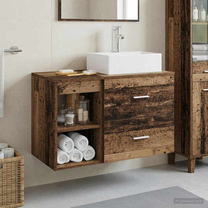 vidaXL Bathroom Furniture Set 2 pcs Old Wood Engineered Wood