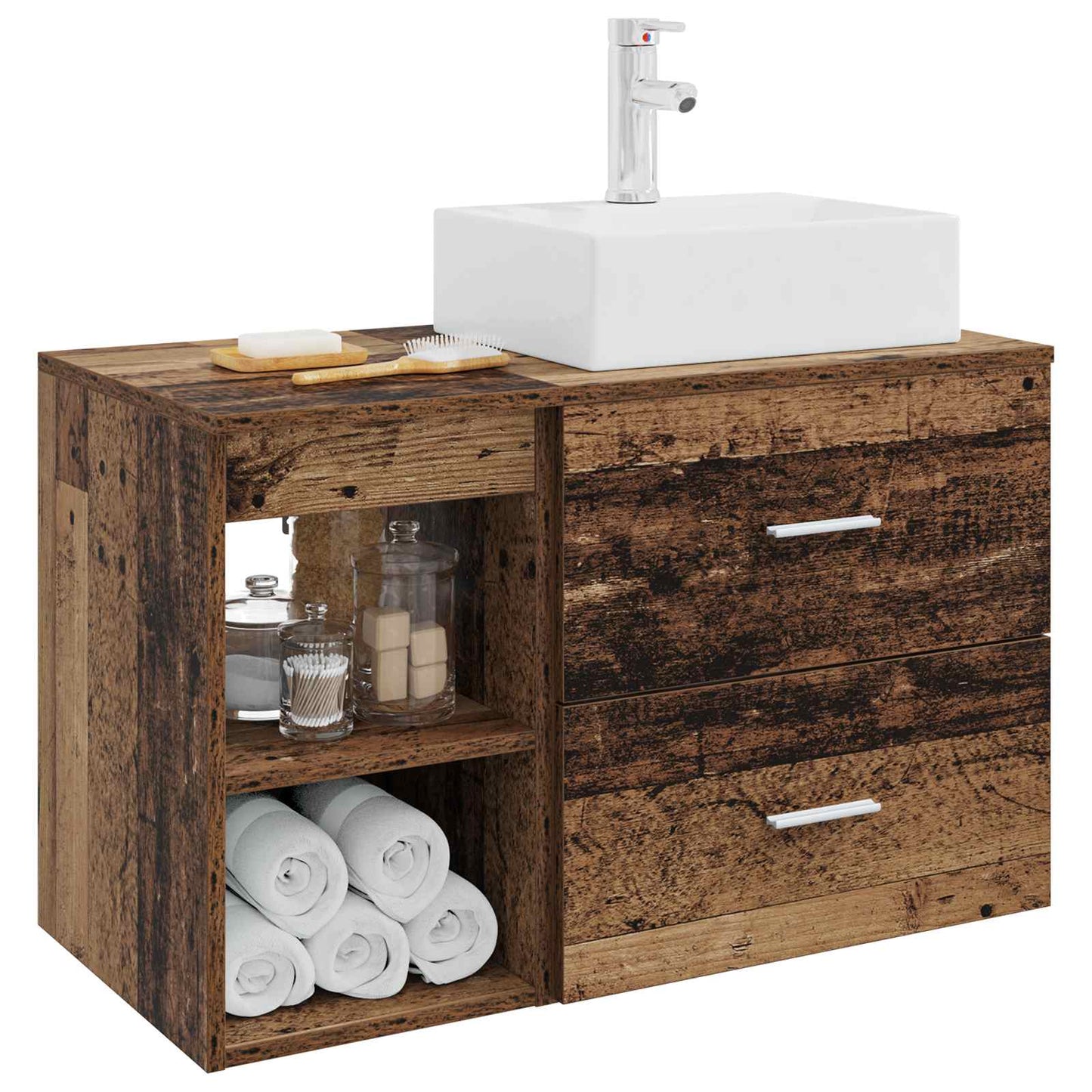 vidaXL Bathroom Furniture Set 2 pcs Old Wood Engineered Wood