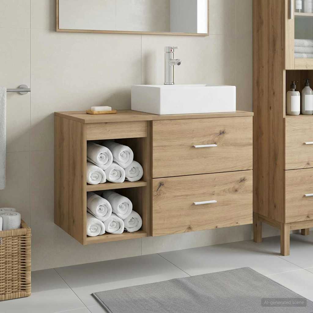 vidaXL Bathroom Furniture Set 2 pcs Artisan Oak Engineered Wood
