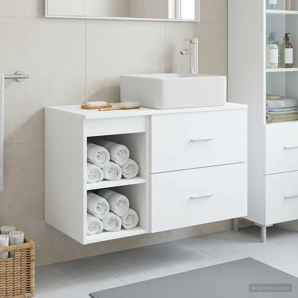 vidaXL Bathroom Furniture Set 2 pcs White Engineered Wood