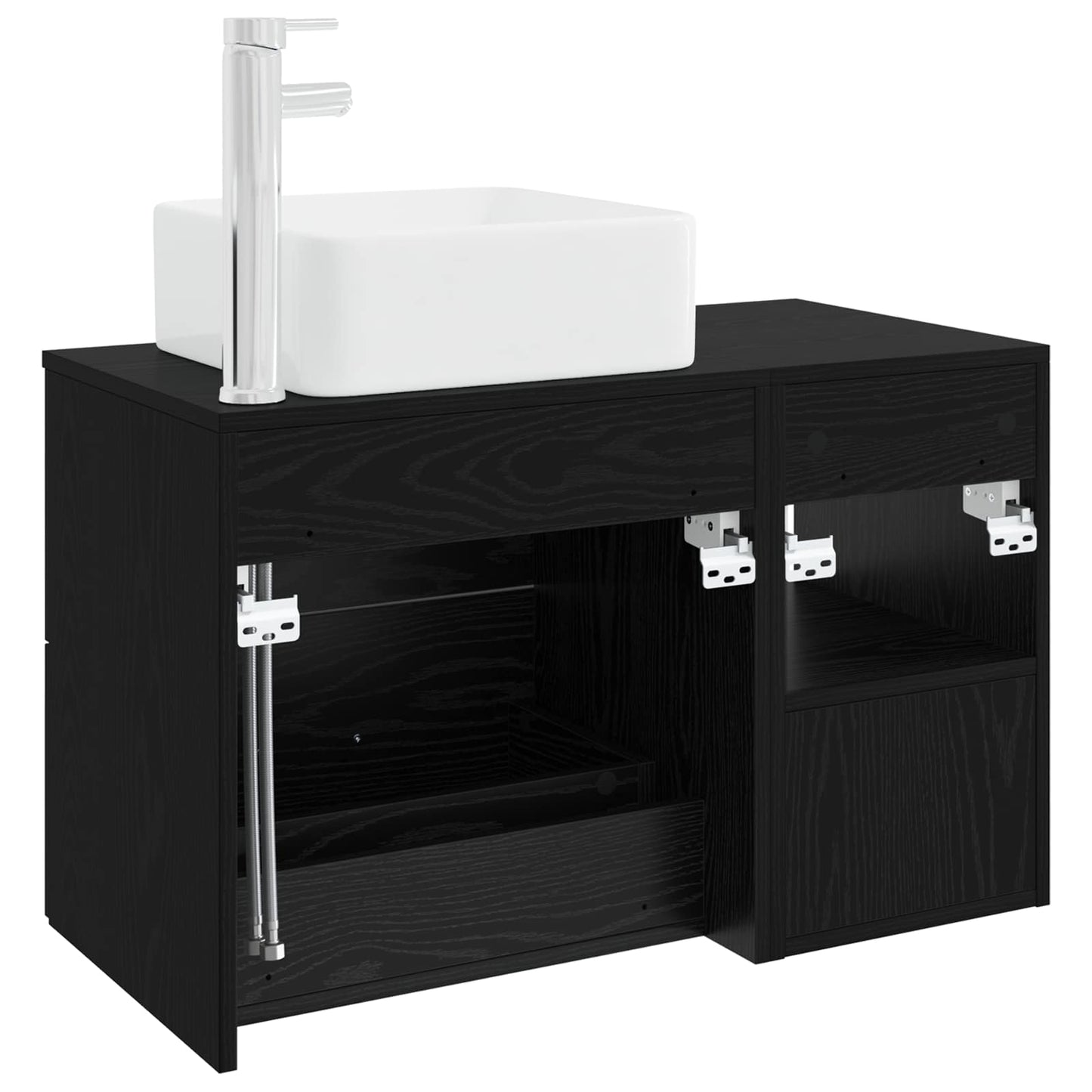 vidaXL Bathroom Furniture Set 2 pcs Black Oak Engineered Wood