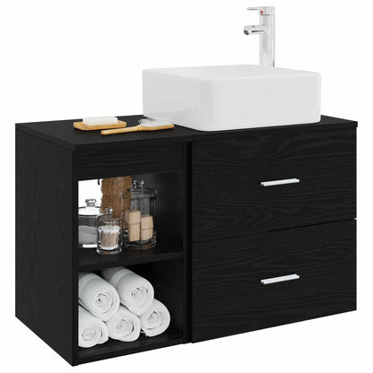 vidaXL Bathroom Furniture Set 2 pcs Black Oak Engineered Wood