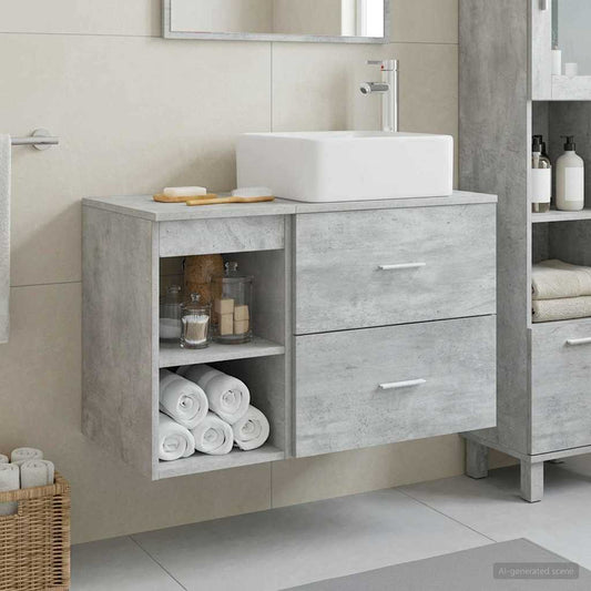 vidaXL Bathroom Furniture Set 2 pcs Concrete Grey Engineered Wood