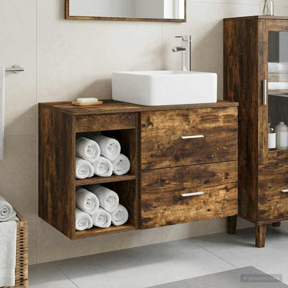 vidaXL Bathroom Furniture Set 2 pcs Smoked Oak Engineered Wood