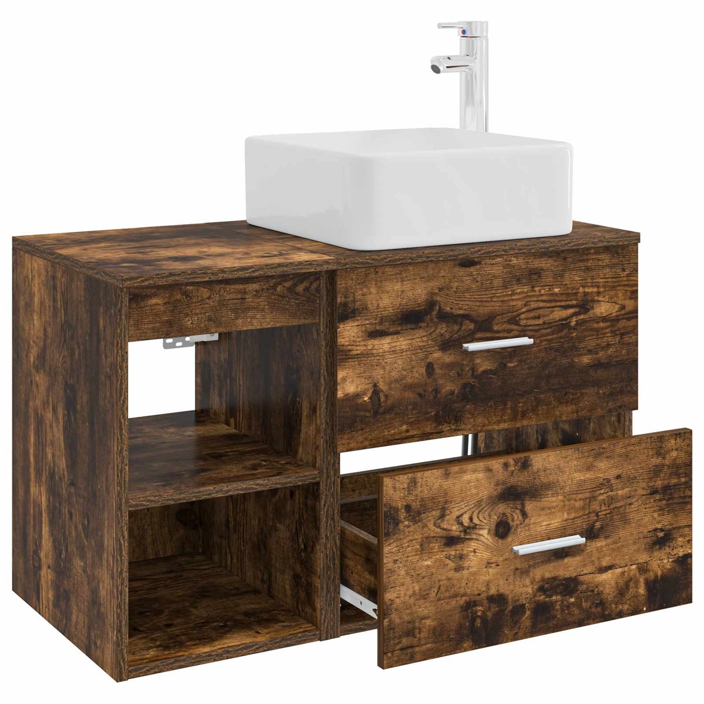 vidaXL Bathroom Furniture Set 2 pcs Smoked Oak Engineered Wood