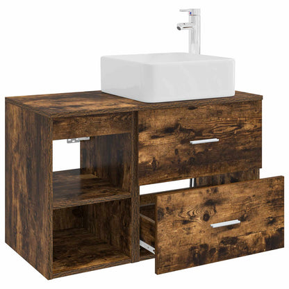 vidaXL Bathroom Furniture Set 2 pcs Smoked Oak Engineered Wood