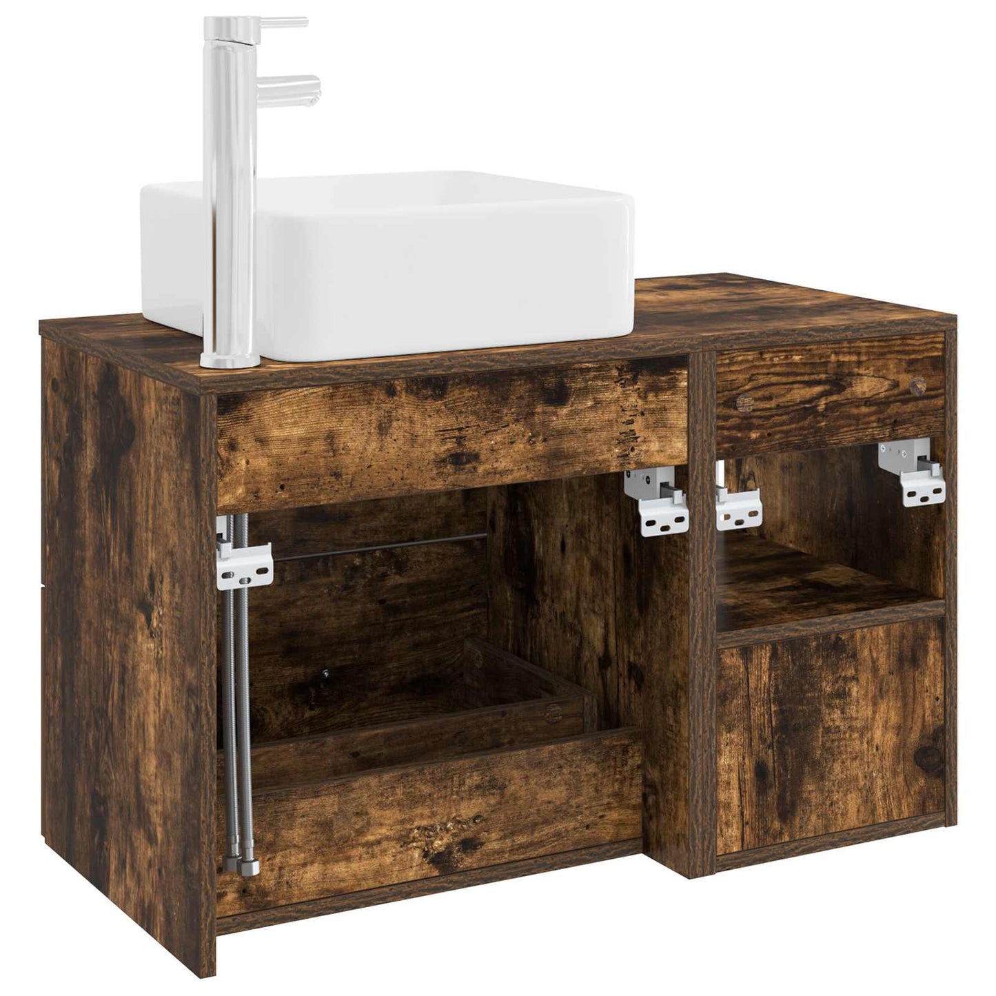 vidaXL Bathroom Furniture Set 2 pcs Smoked Oak Engineered Wood