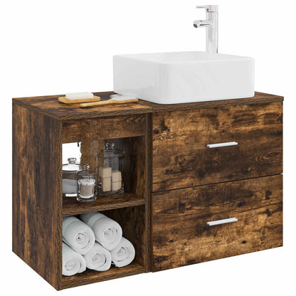 vidaXL Bathroom Furniture Set 2 pcs Smoked Oak Engineered Wood