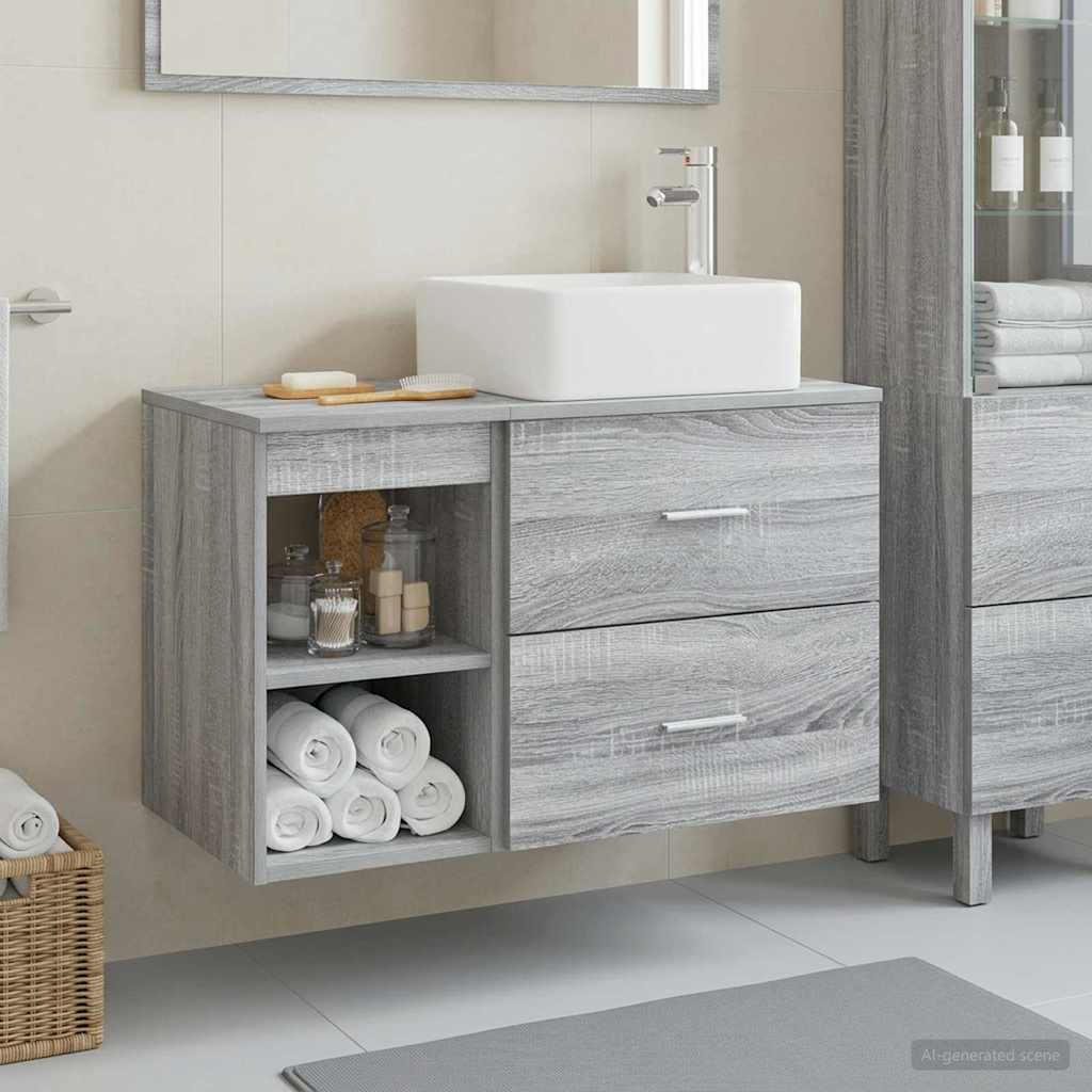 vidaXL Bathroom Furniture Set 2 pcs Grey Sonoma Engineered Wood