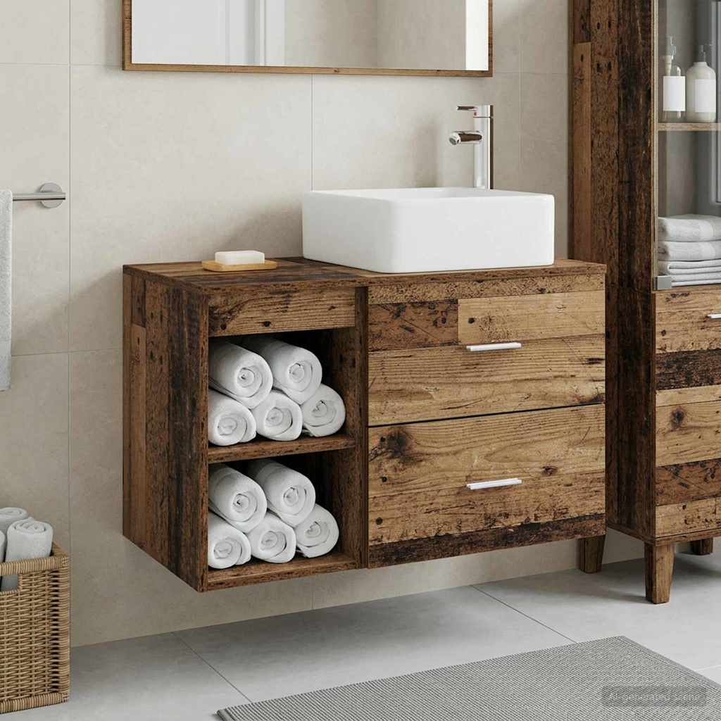 vidaXL Bathroom Furniture Set 2 pcs Old Wood Engineered Wood