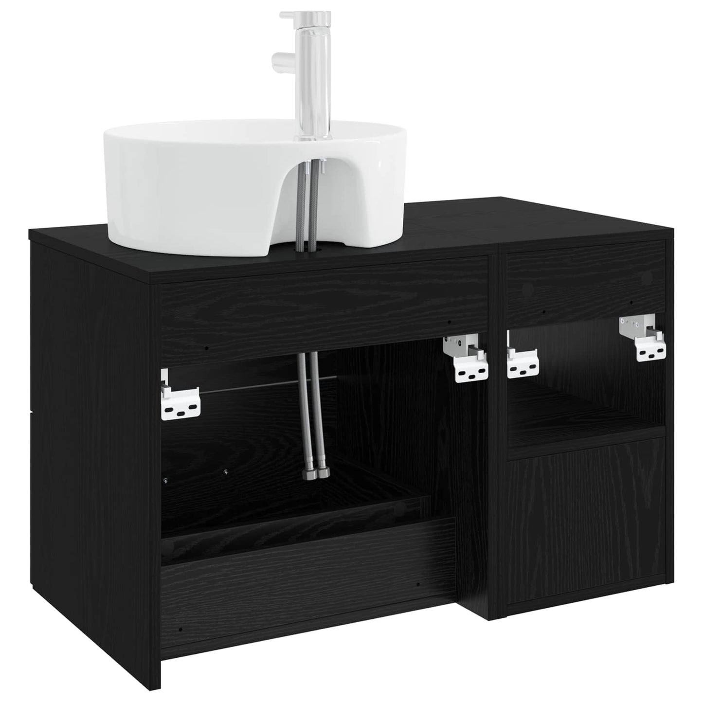 vidaXL Bathroom Furniture Set 2 pcs Black Oak Engineered Wood