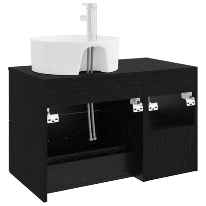vidaXL Bathroom Furniture Set 2 pcs Black Oak Engineered Wood
