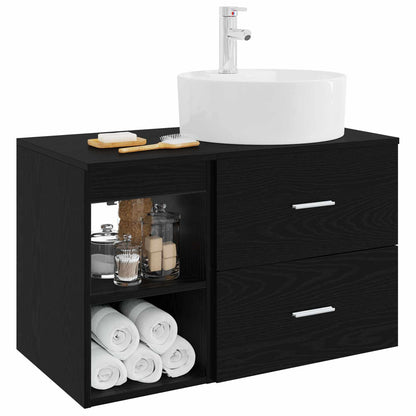 vidaXL Bathroom Furniture Set 2 pcs Black Oak Engineered Wood
