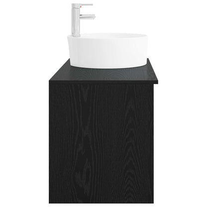 vidaXL Bathroom Furniture Set 2 pcs Black Oak Engineered Wood