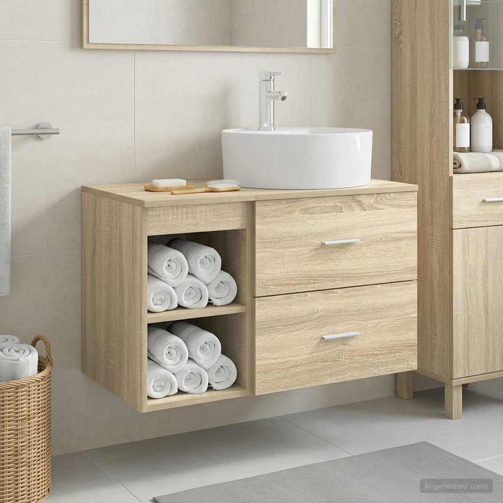 vidaXL Bathroom Furniture Set 2 pcs Sonoma Oak Engineered Wood