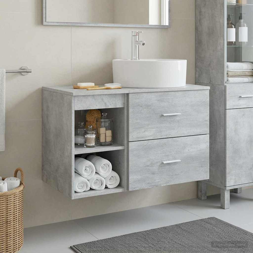 vidaXL Bathroom Furniture Set 2 pcs Concrete Grey Engineered Wood