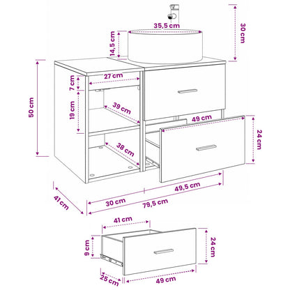 vidaXL Bathroom Furniture Set 2 pcs Concrete Grey Engineered Wood