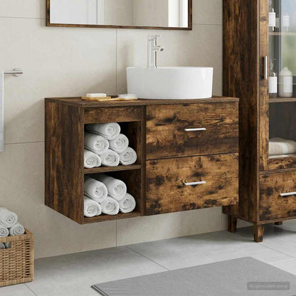 vidaXL Bathroom Furniture Set 2 pcs Smoked Oak Engineered Wood