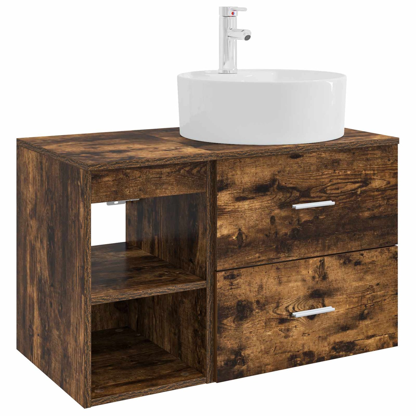 vidaXL Bathroom Furniture Set 2 pcs Smoked Oak Engineered Wood