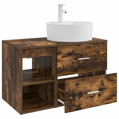 vidaXL Bathroom Furniture Set 2 pcs Smoked Oak Engineered Wood