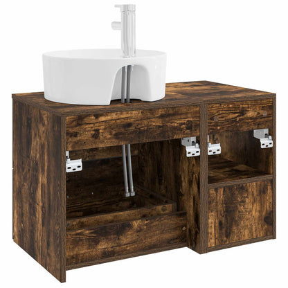 vidaXL Bathroom Furniture Set 2 pcs Smoked Oak Engineered Wood