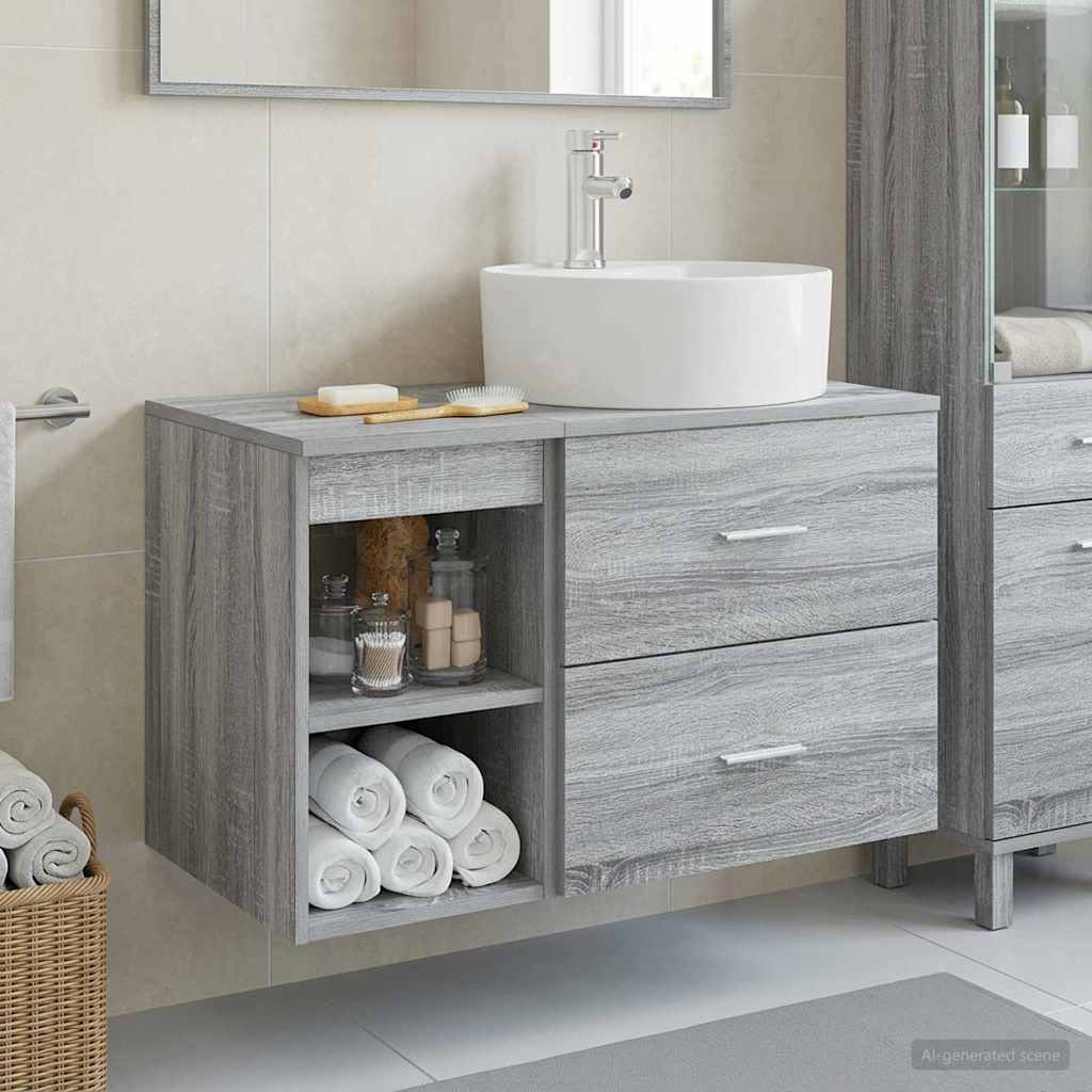 vidaXL Bathroom Furniture Set 2 pcs Grey Sonoma Engineered Wood