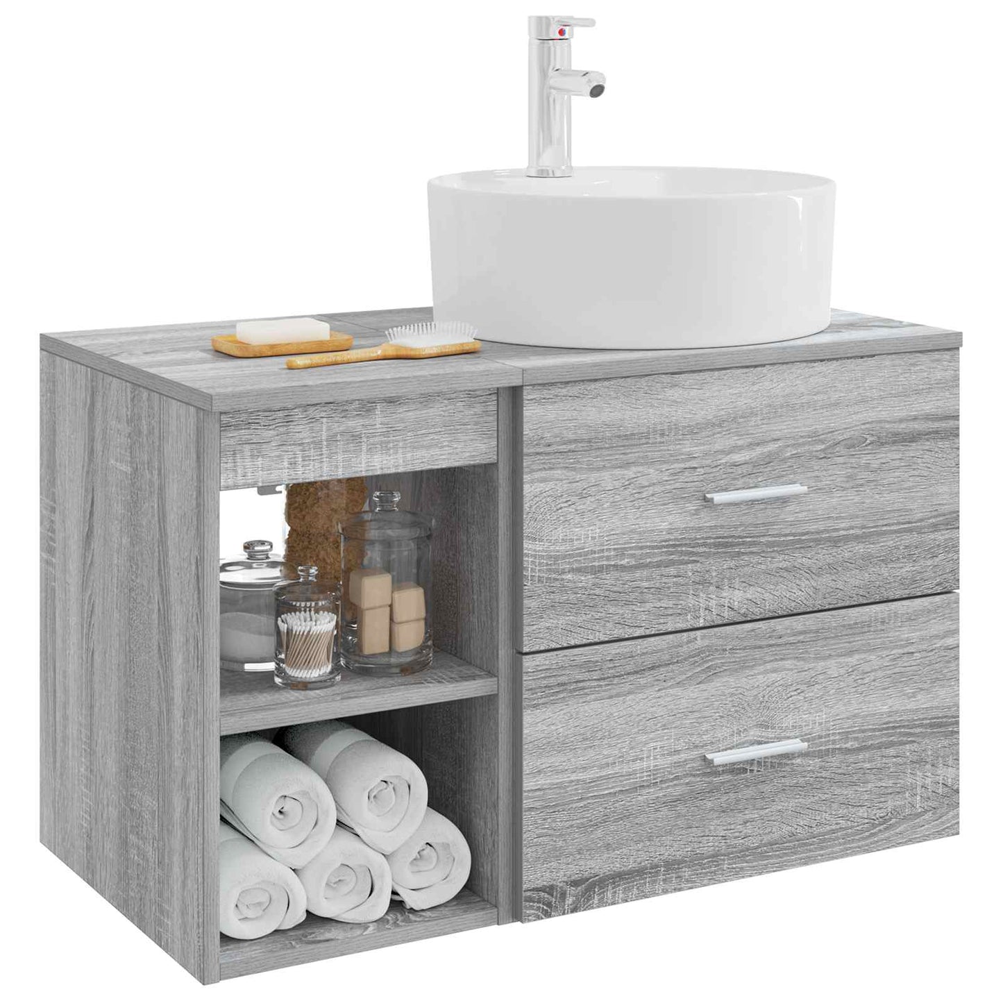 vidaXL Bathroom Furniture Set 2 pcs Grey Sonoma Engineered Wood