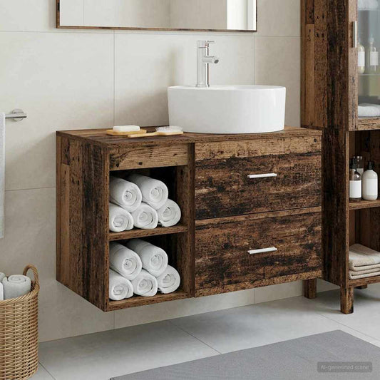 vidaXL Bathroom Furniture Set 2 pcs Old Wood Engineered Wood