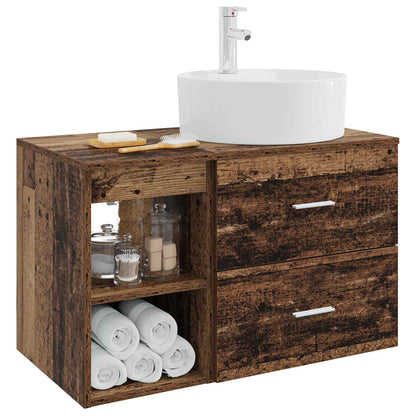 vidaXL Bathroom Furniture Set 2 pcs Old Wood Engineered Wood