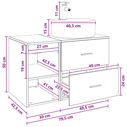 vidaXL Bathroom Furniture Set 2 pcs Old Wood Engineered Wood