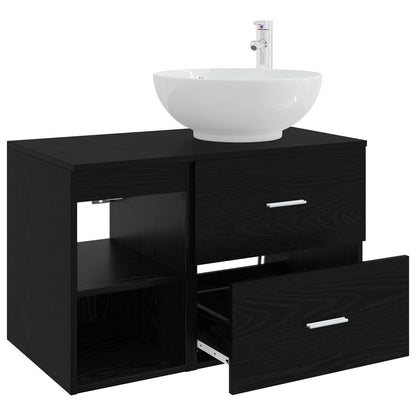 vidaXL Bathroom Furniture Set 2 pcs Black Oak Engineered Wood