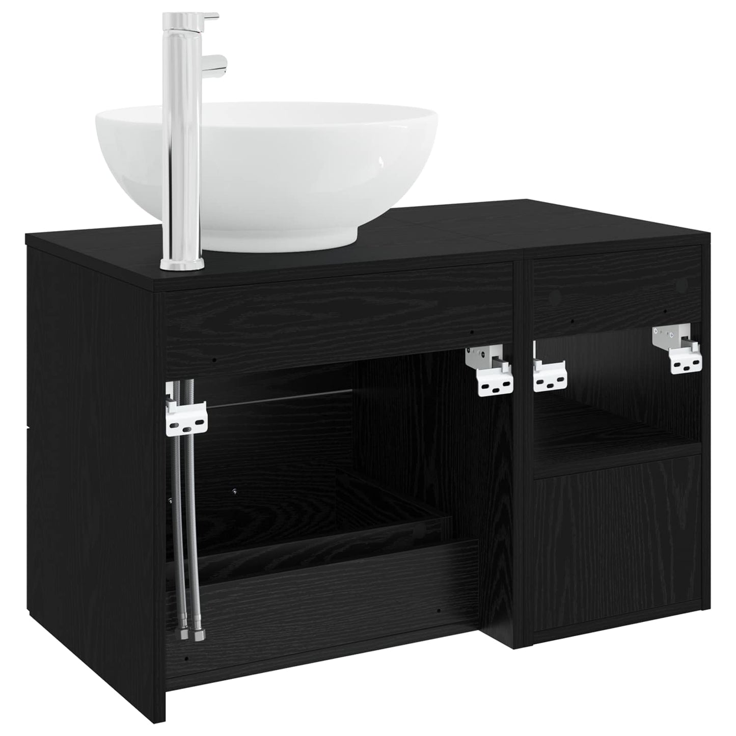 vidaXL Bathroom Furniture Set 2 pcs Black Oak Engineered Wood