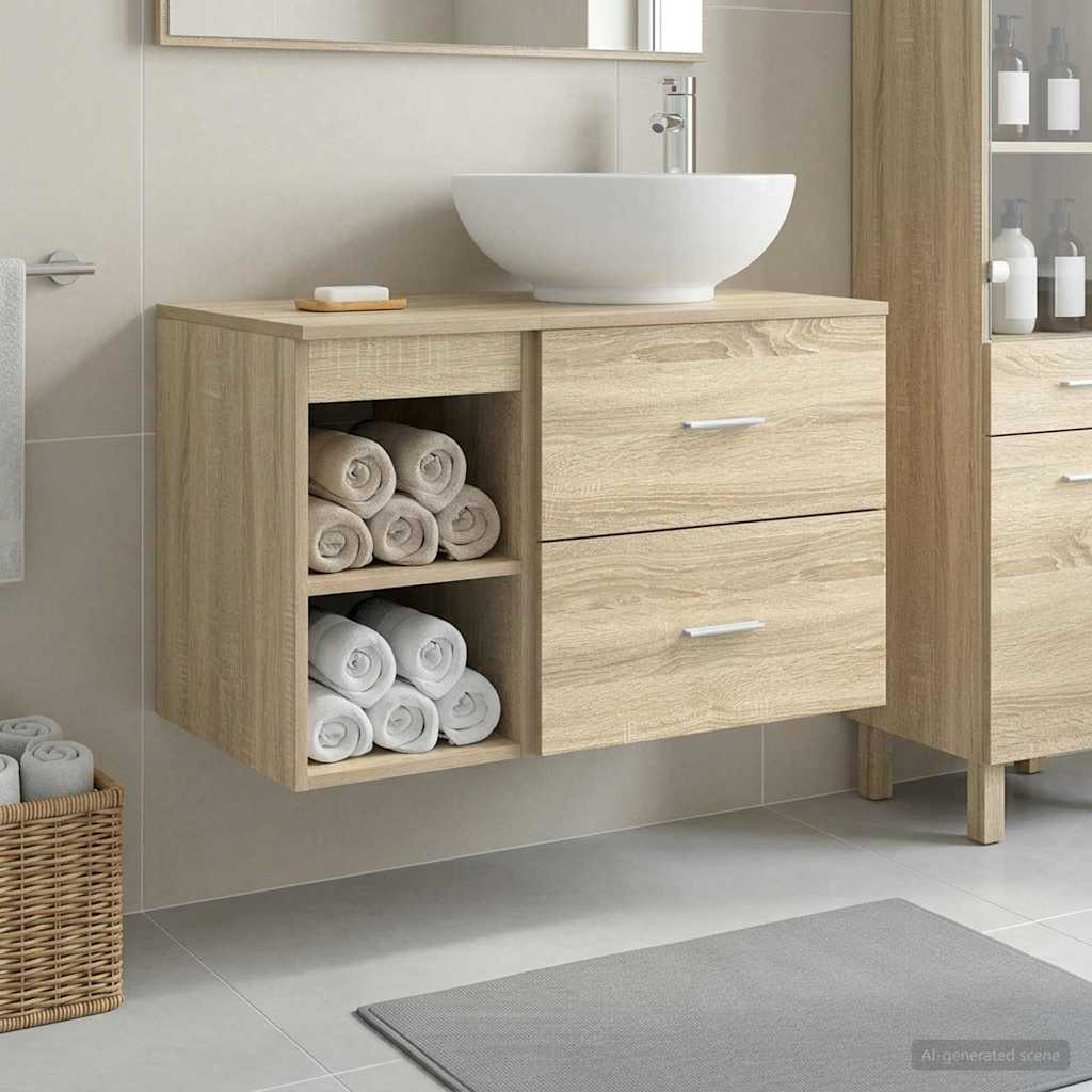 vidaXL Bathroom Furniture Set 2 pcs Sonoma Oak Engineered Wood