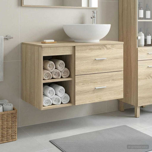 vidaXL Bathroom Furniture Set 2 pcs Sonoma Oak Engineered Wood