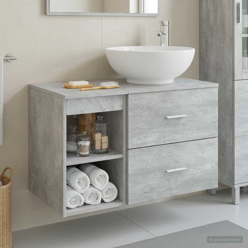 vidaXL Bathroom Furniture Set 2 pcs Concrete Grey Engineered Wood