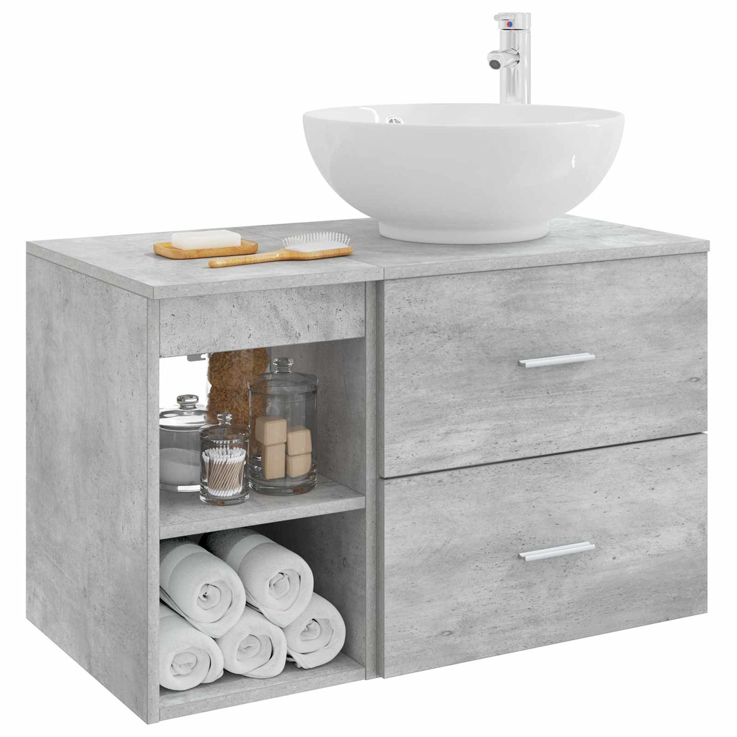 vidaXL Bathroom Furniture Set 2 pcs Concrete Grey Engineered Wood