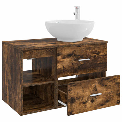 vidaXL Bathroom Furniture Set 2 pcs Smoked Oak Engineered Wood