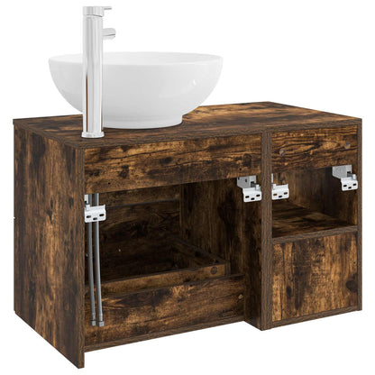 vidaXL Bathroom Furniture Set 2 pcs Smoked Oak Engineered Wood