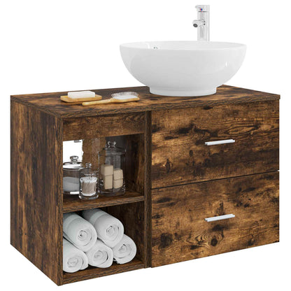 vidaXL Bathroom Furniture Set 2 pcs Smoked Oak Engineered Wood