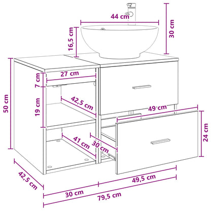 vidaXL Bathroom Furniture Set 2 pcs Smoked Oak Engineered Wood