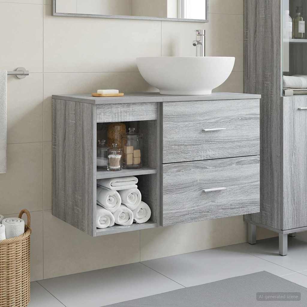 vidaXL Bathroom Furniture Set 2 pcs Grey Sonoma Engineered Wood