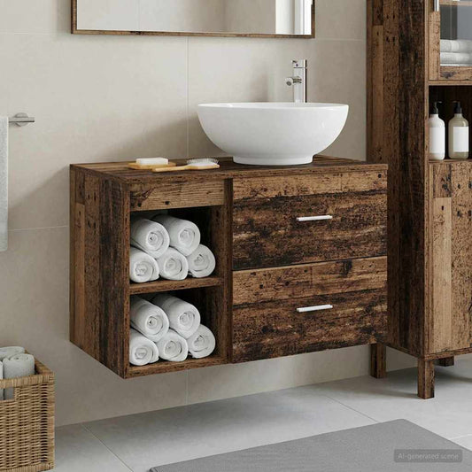 vidaXL Bathroom Furniture Set 2 pcs Old Wood Engineered Wood