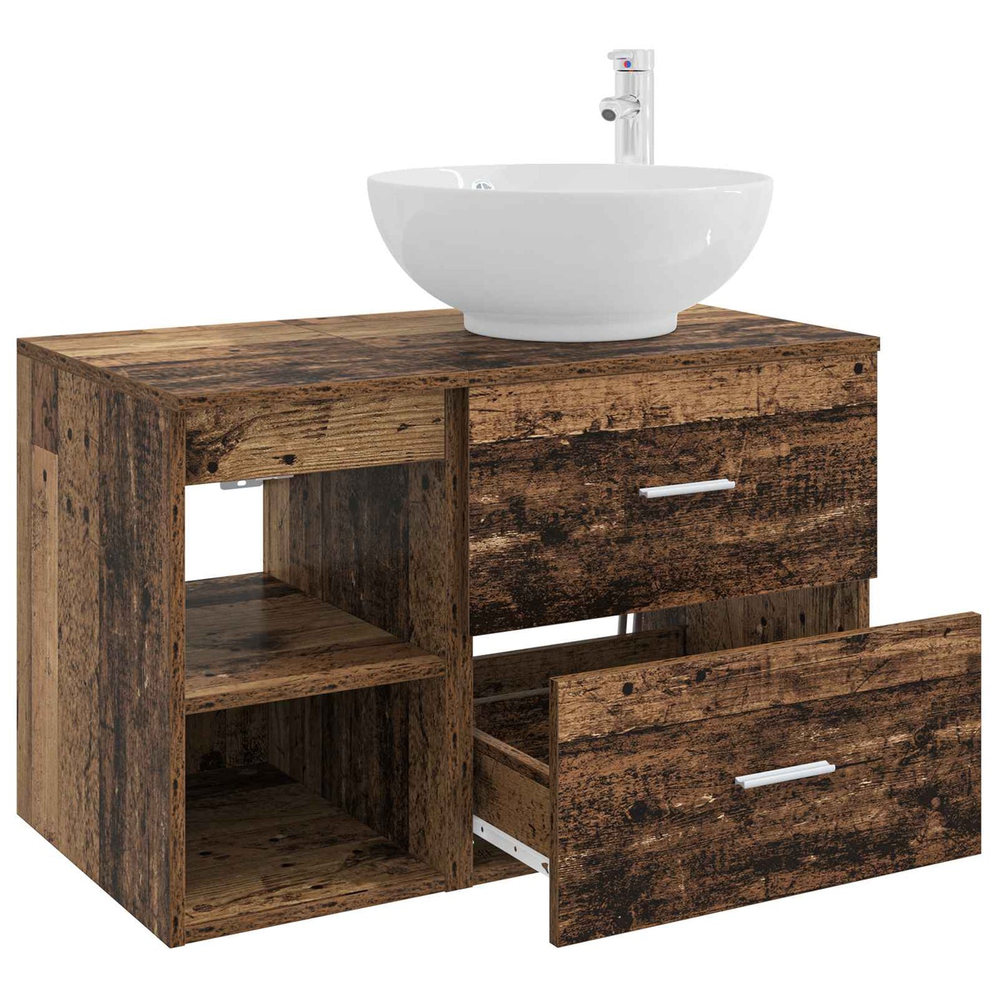 vidaXL Bathroom Furniture Set 2 pcs Old Wood Engineered Wood