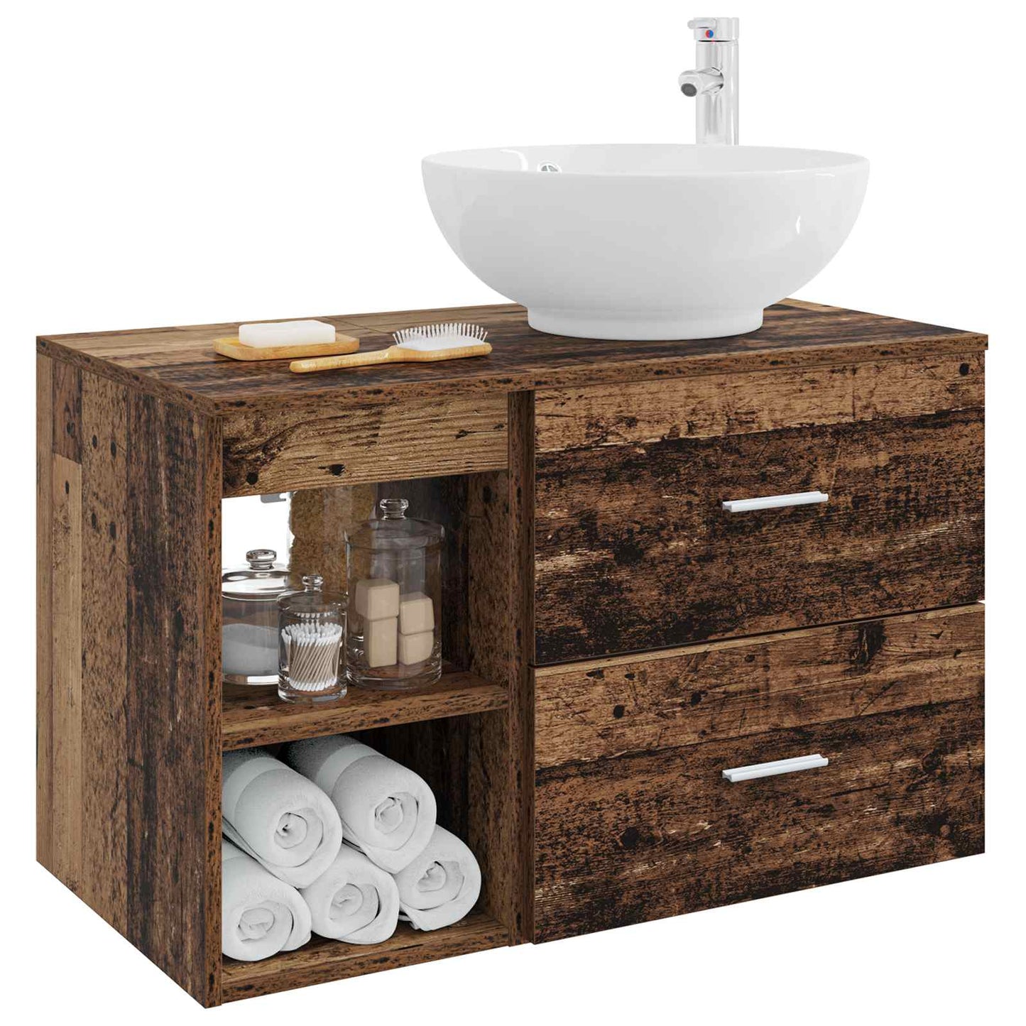 vidaXL Bathroom Furniture Set 2 pcs Old Wood Engineered Wood