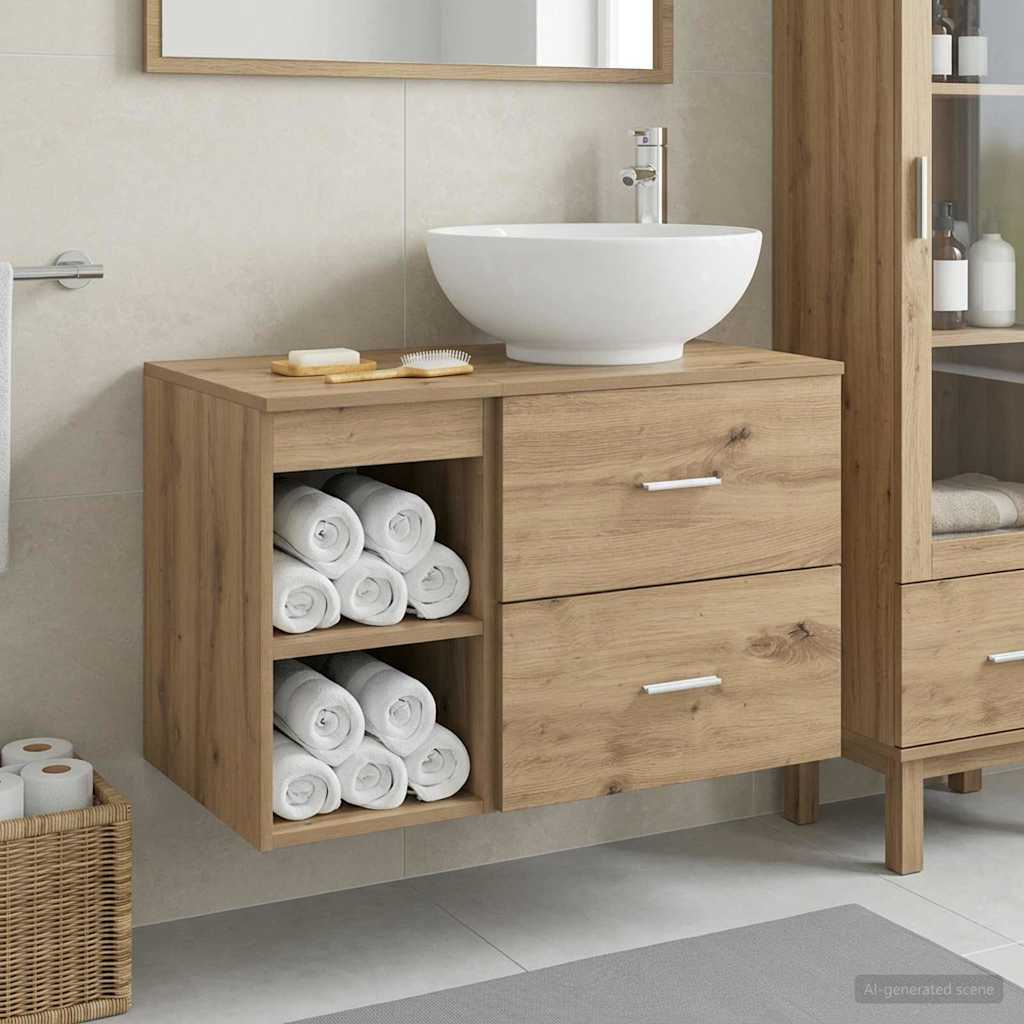 vidaXL Bathroom Furniture Set 2 pcs Artisan Oak Engineered Wood
