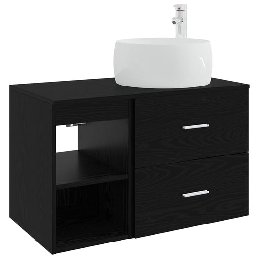 vidaXL Bathroom Furniture Set 2 pcs Black Oak Engineered Wood