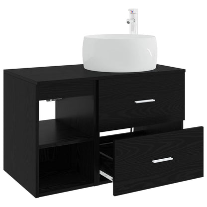 vidaXL Bathroom Furniture Set 2 pcs Black Oak Engineered Wood