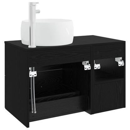 vidaXL Bathroom Furniture Set 2 pcs Black Oak Engineered Wood