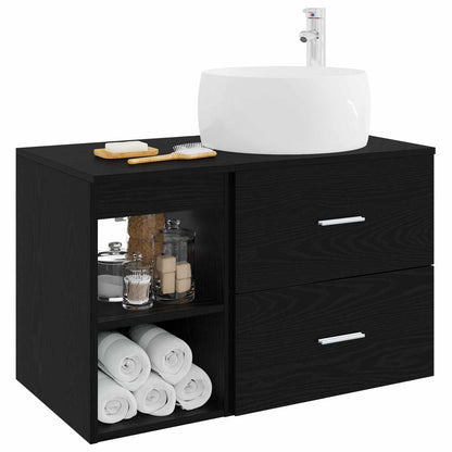 vidaXL Bathroom Furniture Set 2 pcs Black Oak Engineered Wood